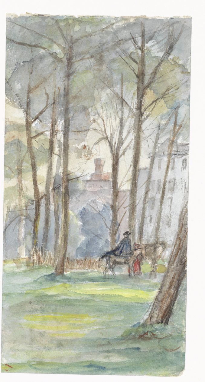 Park met figuren te paard door Jozef Israëls