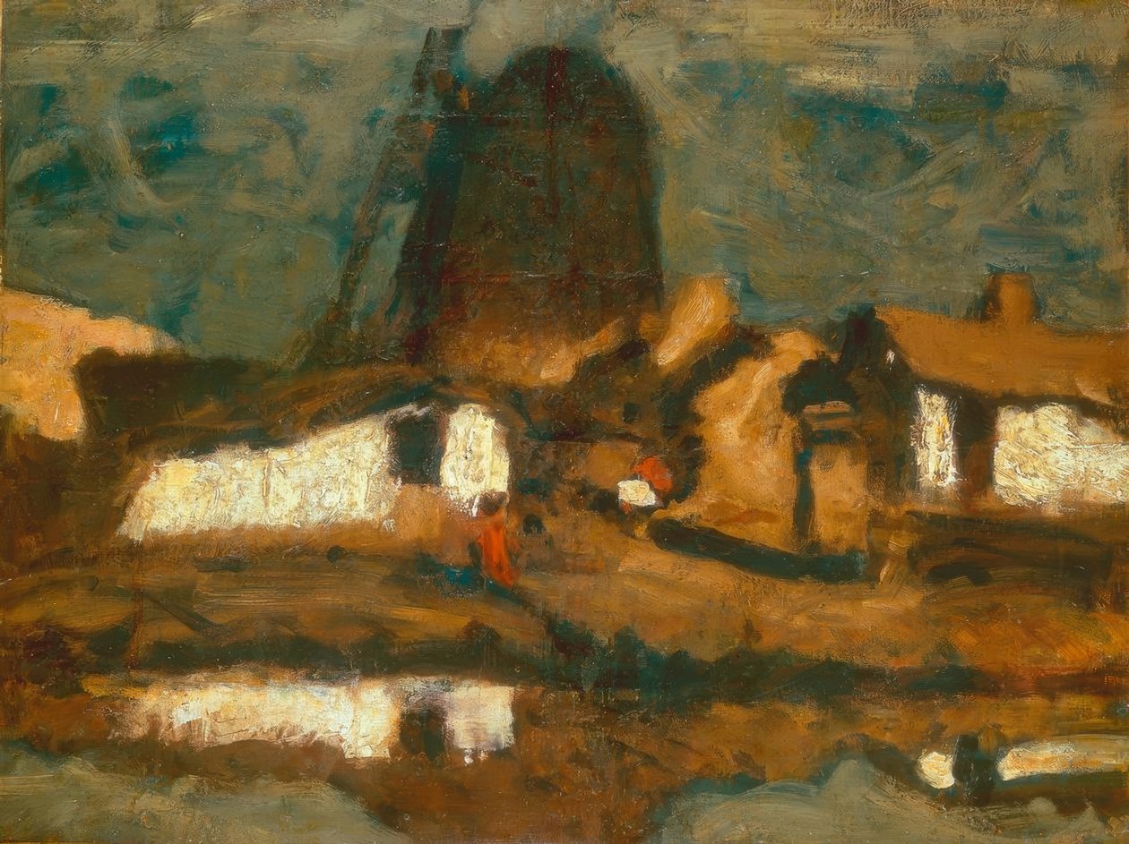 Landschap met windmolen door Jozef Koszta
