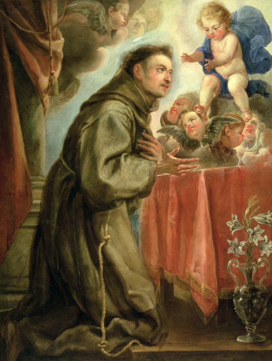 Sint Antonius van Padua (1195-1231) aanbidt het Christuskind door Juan Carreño de Miranda