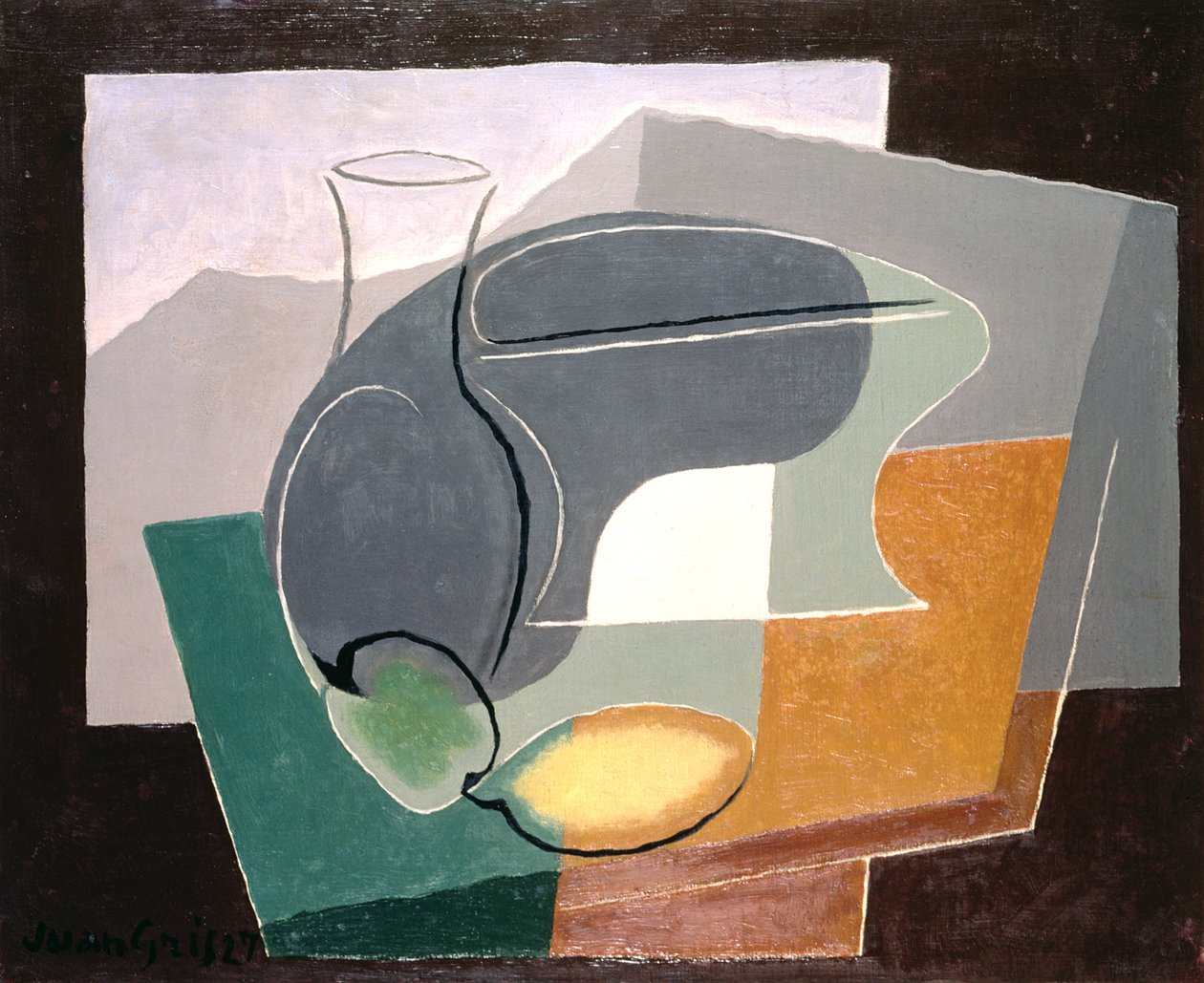 Fruitschaal en karaf, 1927 door Juan Gris