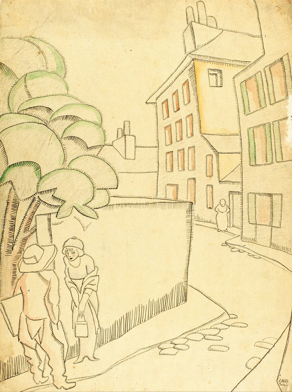 Een straat in Montmartre door Juan Gris