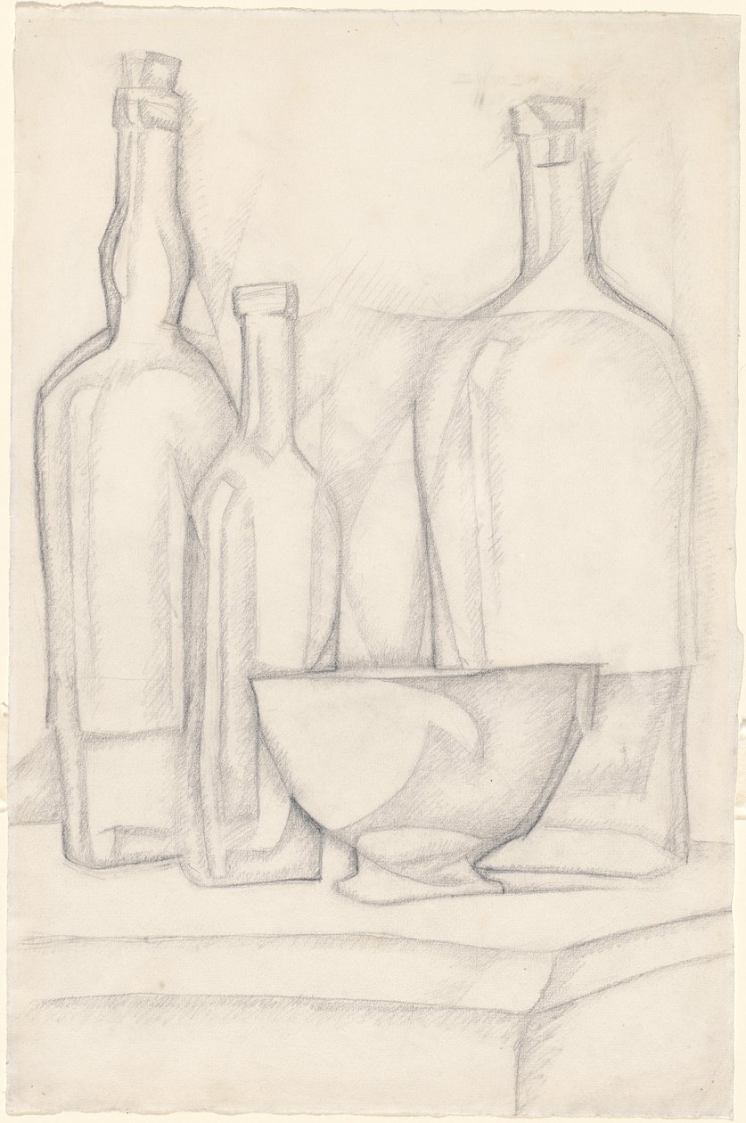 Flessen en kom door Juan Gris