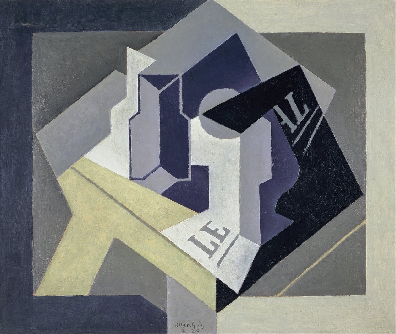 Fruitschaal en krant door Juan Gris
