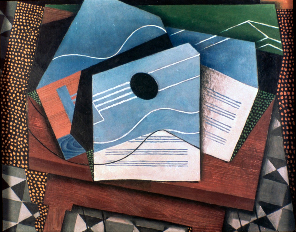 Gitaar op een tafel, 1915 door Juan Gris