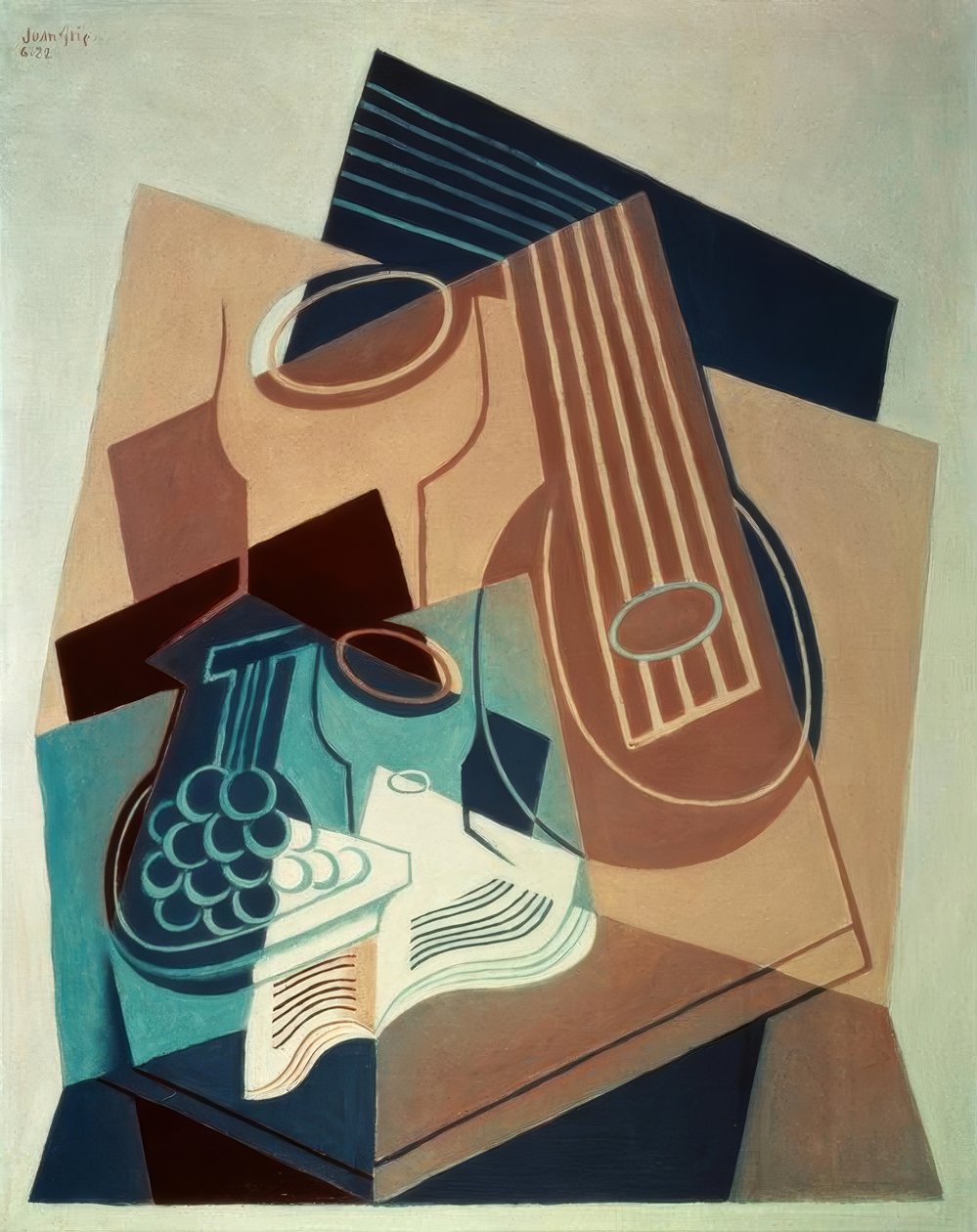 Mandoline en druiven door Juan Gris