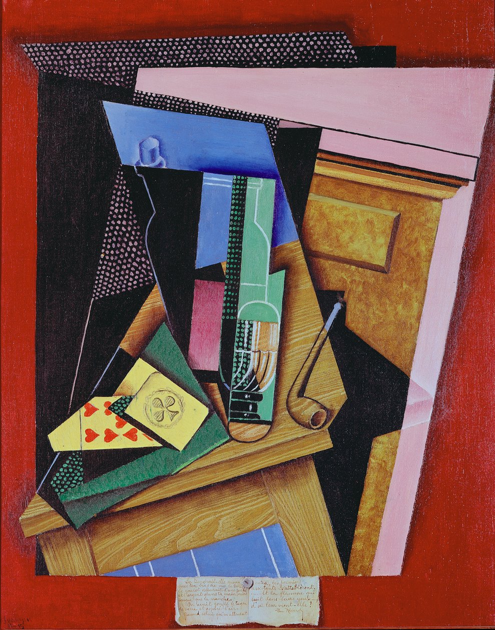 Stilleven met een gedicht door Juan Gris