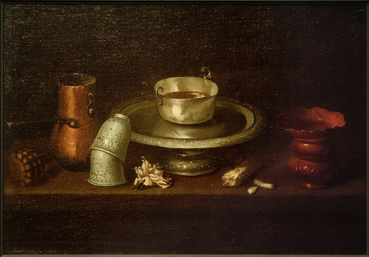 Stilleven met cacaokopje door Juan de Zurbaran