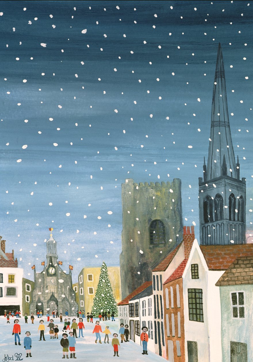 Chichester Cathedral, een sneeuwscène door Judy Joel