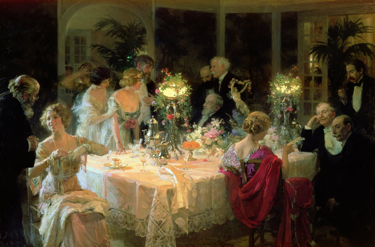 Het einde van het diner, 1913 door Jules Alexandre Gruen or Grun