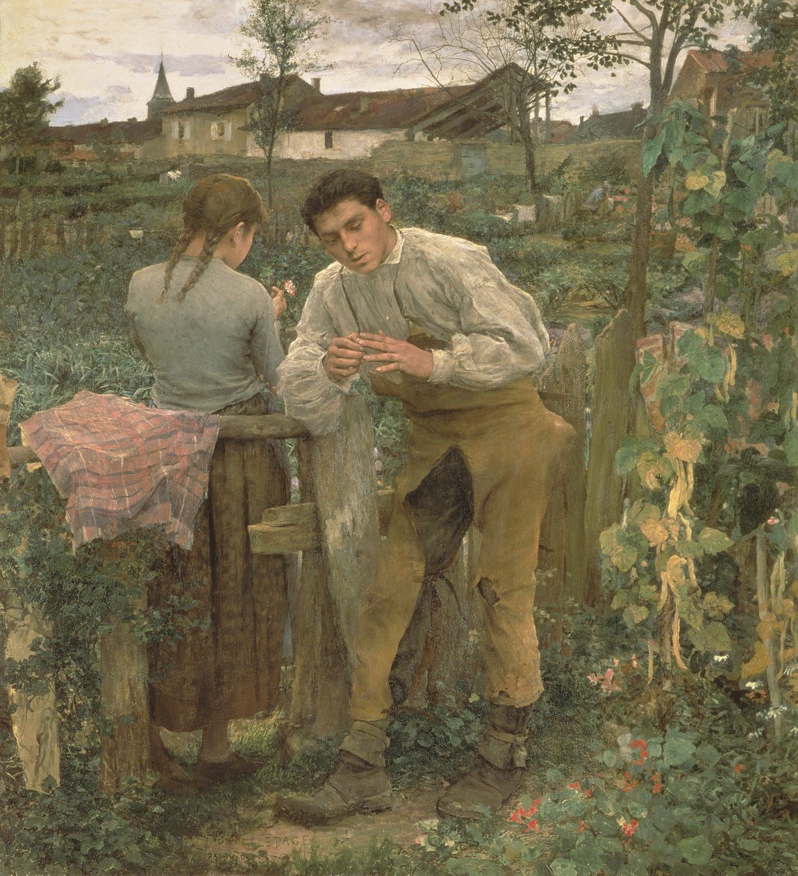 Landelijke liefde, 1882 door Jules Bastien Lepage