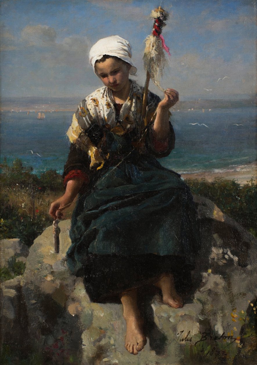 De Vlas Spinner door Jules Breton