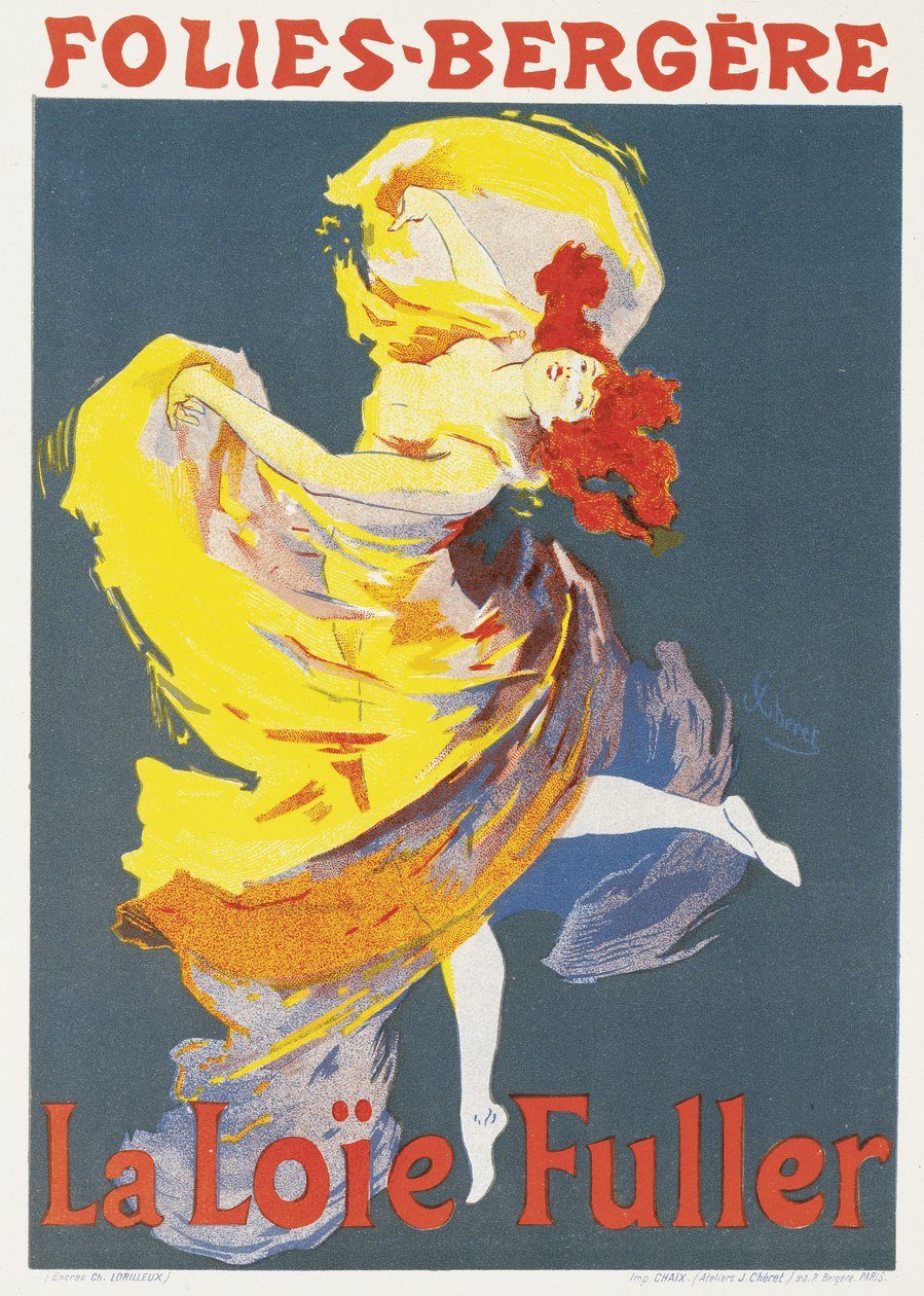 Poster die een Dansvoorstelling van Loie Fuller bij de Folies-Bergere adverteert door Jules Cheret