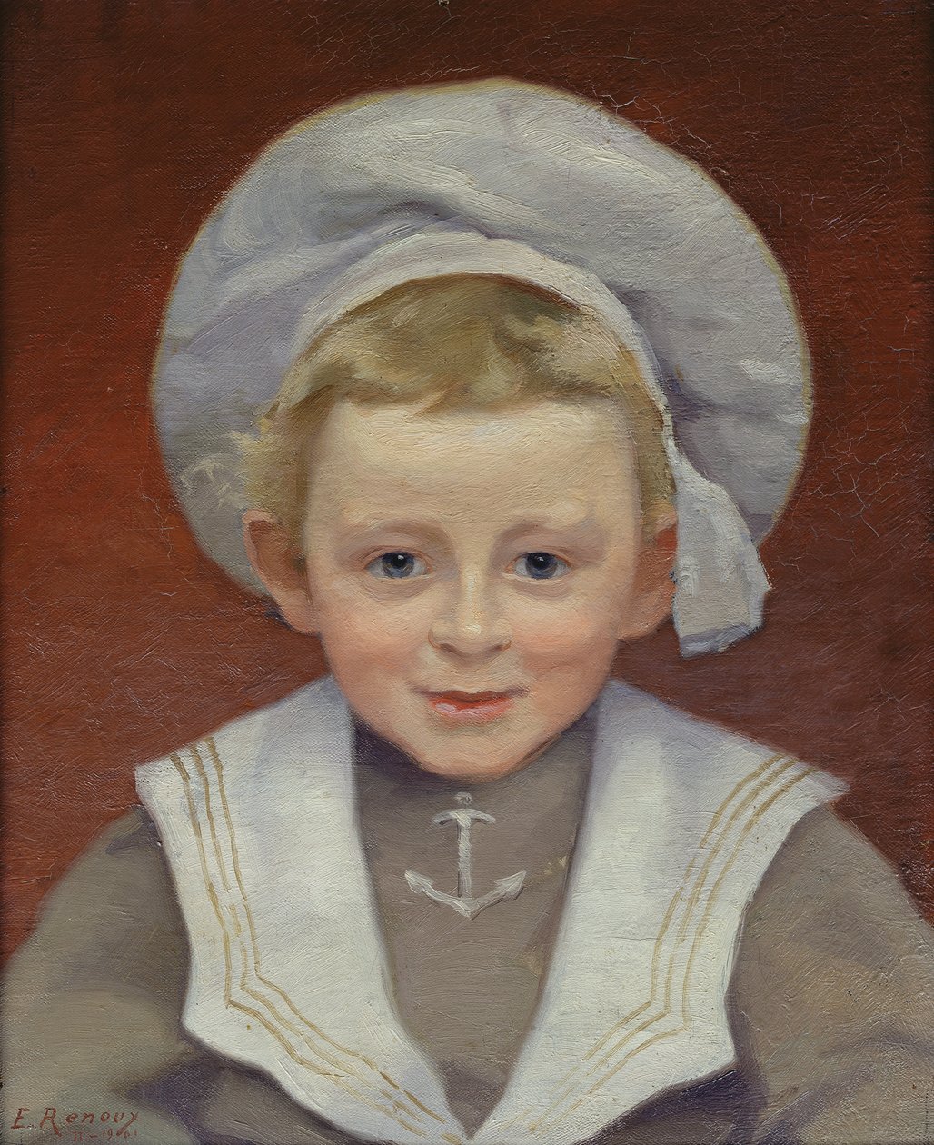 Portret van Marcel in een matrozenpak, februari 1901 door Jules Ernest Renoux