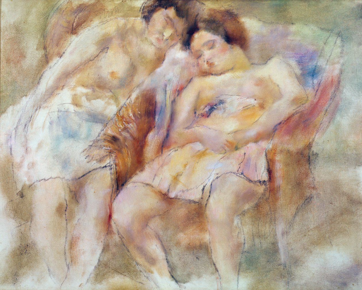 De twee slapers door Jules Pascin