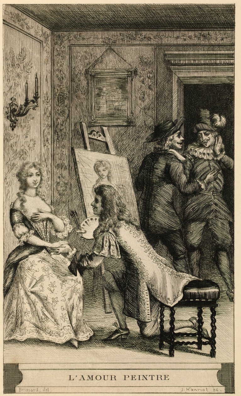 Scène van liefdesschilder door Jules Armand Hanriot
