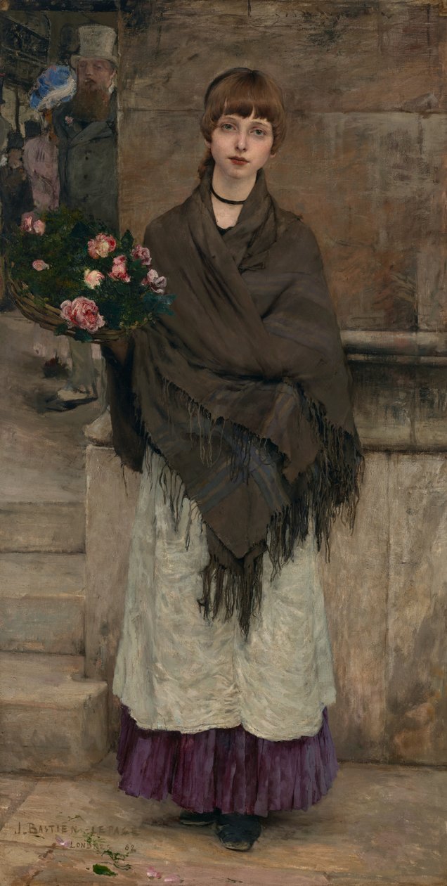 Bloemenverkoopster in Londen door Jules Bastien Lepage