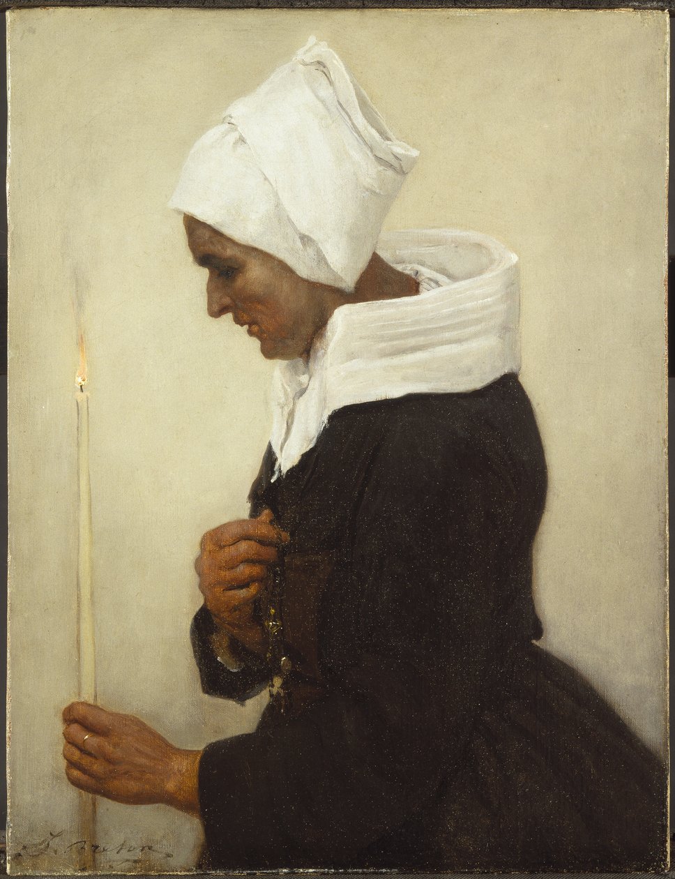 Bretonse Boerin met een Kaars, c.1869 door Jules Breton