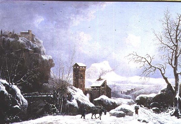 Winterlandschap door Jules Cesar Denis van Loo