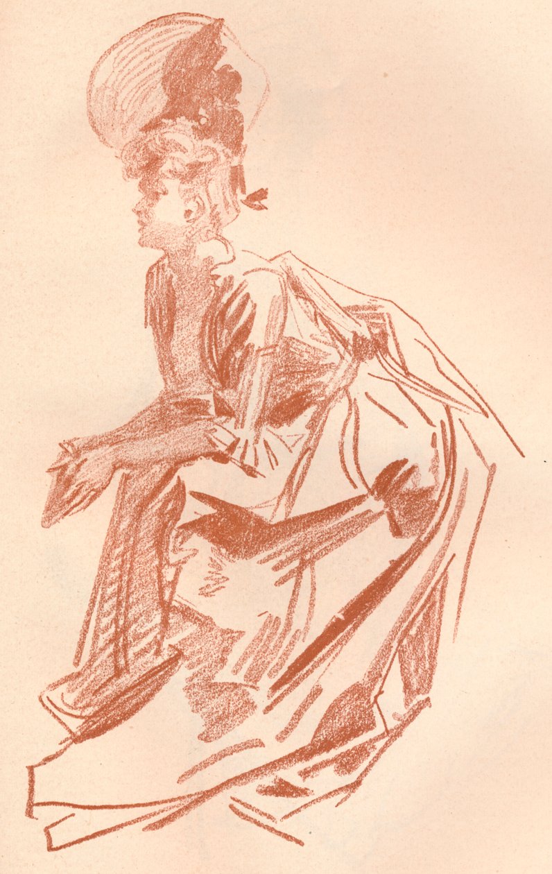 Tekening in sanguine, ca. 1900 door Jules Cheret