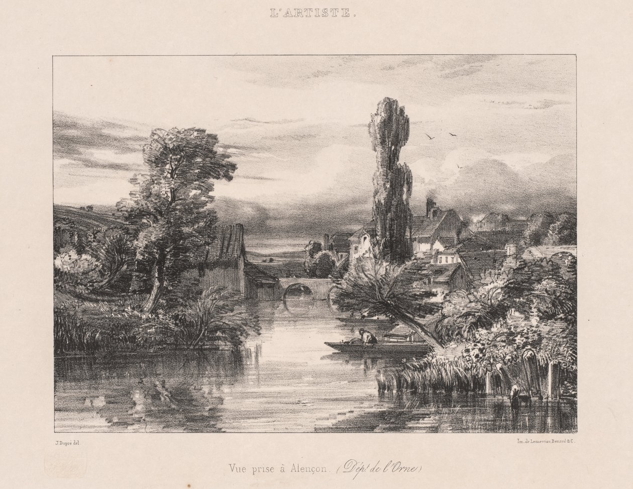 Gezicht op Alençon door Jules Dupré