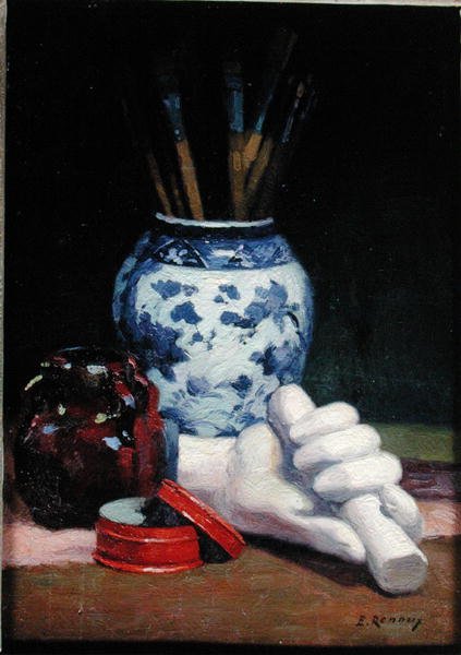 Stilleven met een Blauwe Vaas door Jules Ernest Renoux