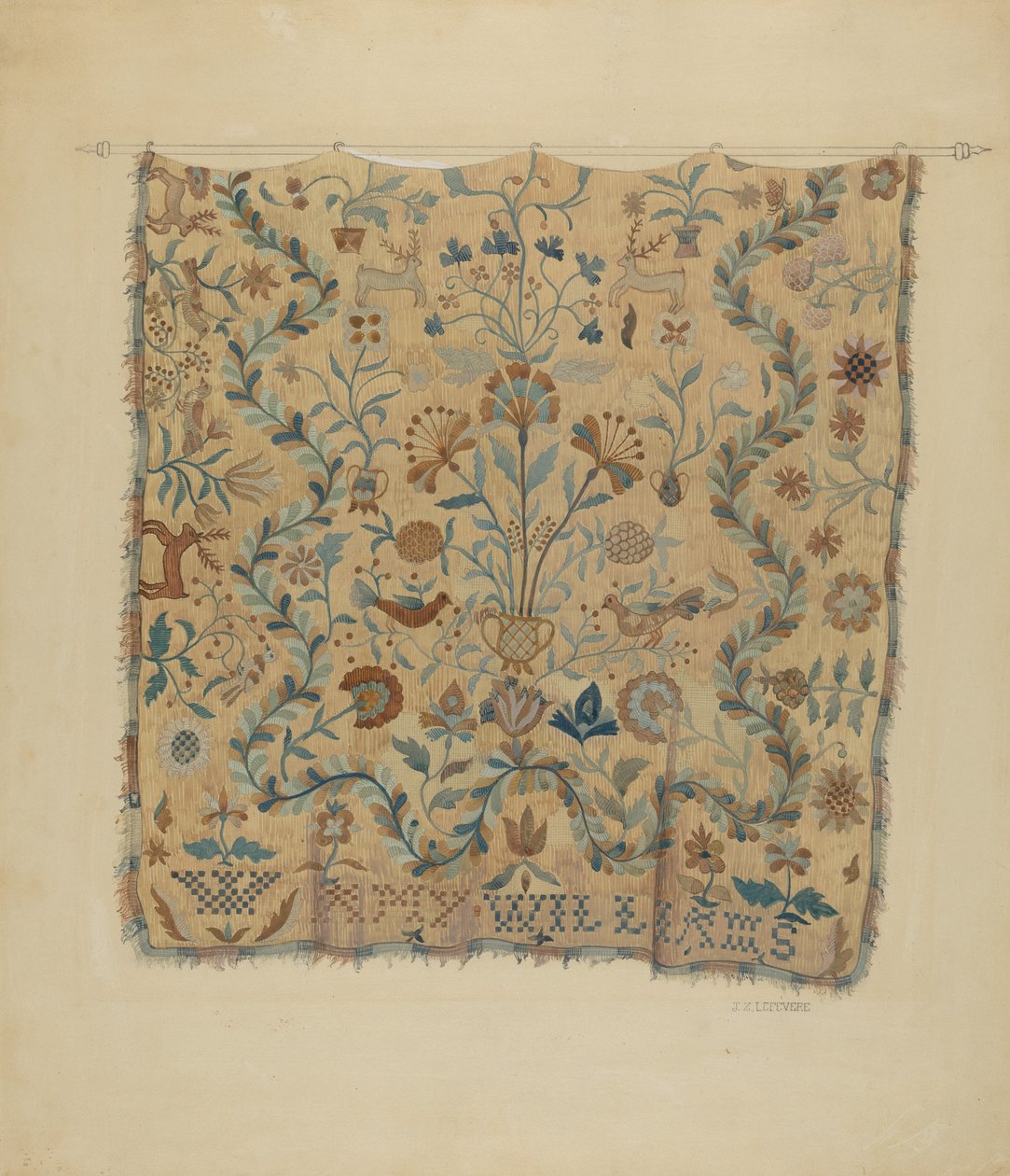 Geborduurde Sprei, ca. 1936 door Jules Lefevere