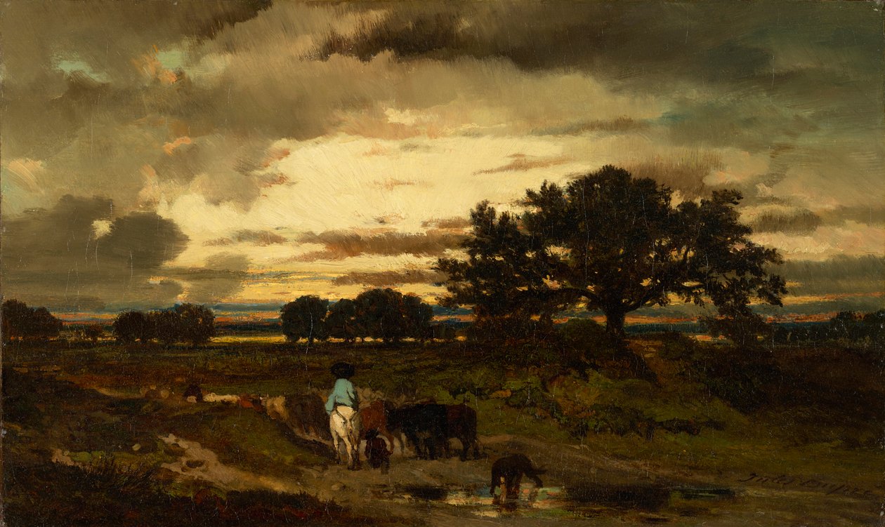 Zonsondergang door Jules Louis Dupré