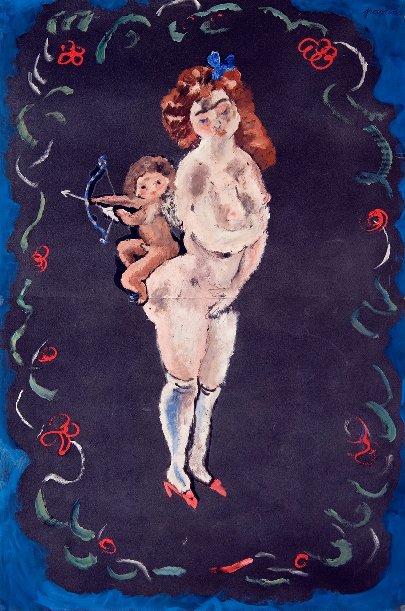 Naakt en Cupido door Jules Pascin