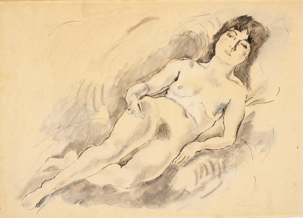 Liggend naakt door Jules Pascin