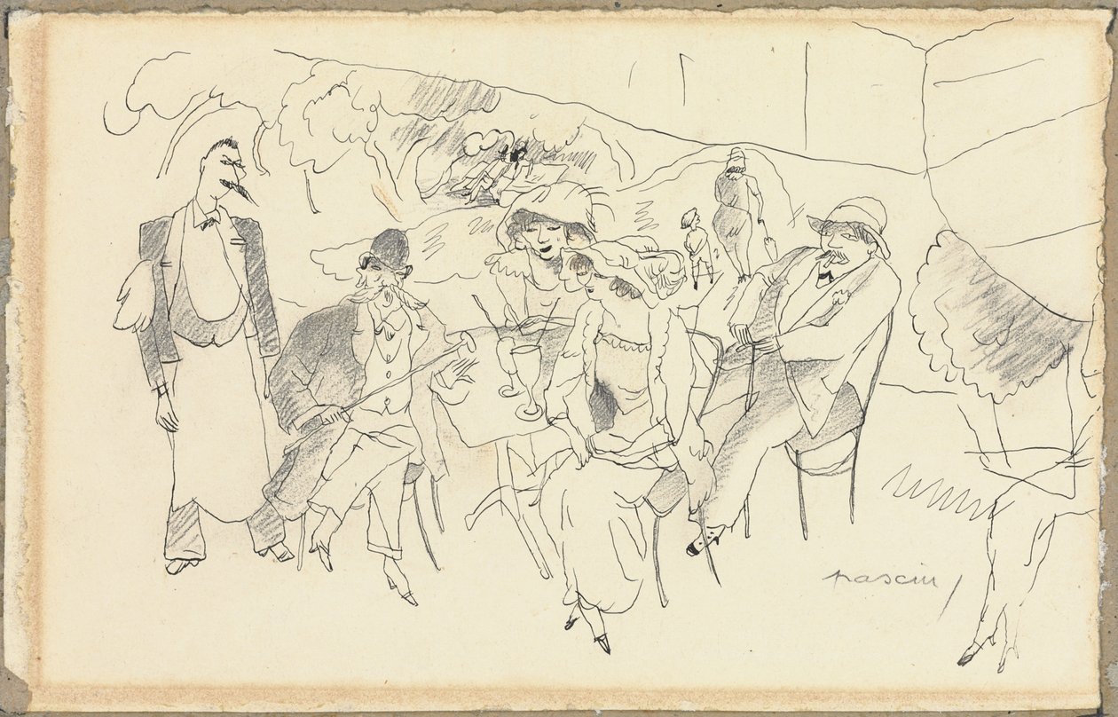 Scène van figuren door Jules Pascin