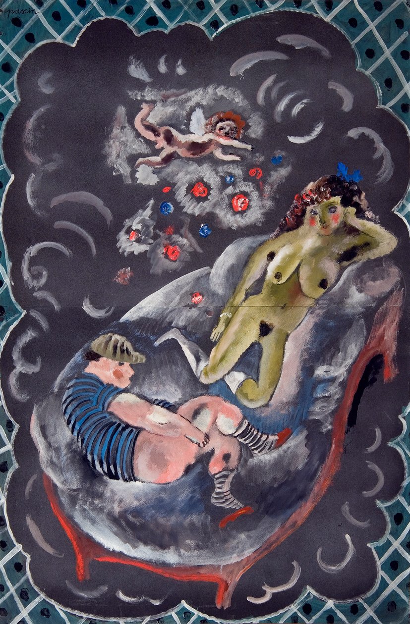 Twee Figuren en Cupido door Jules Pascin