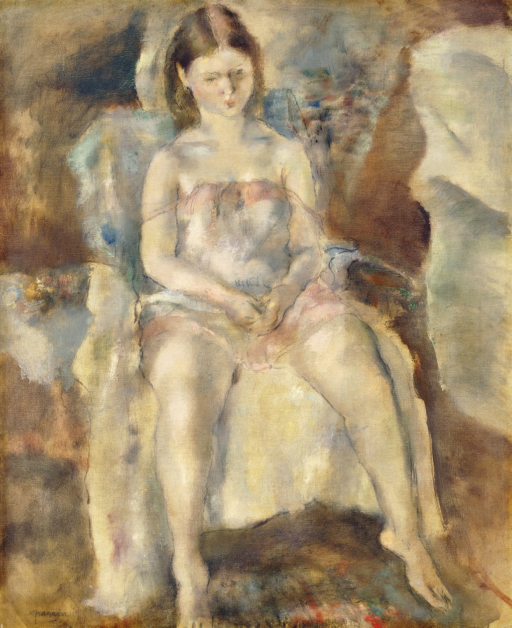Jong meisje zittend door Jules Pascin