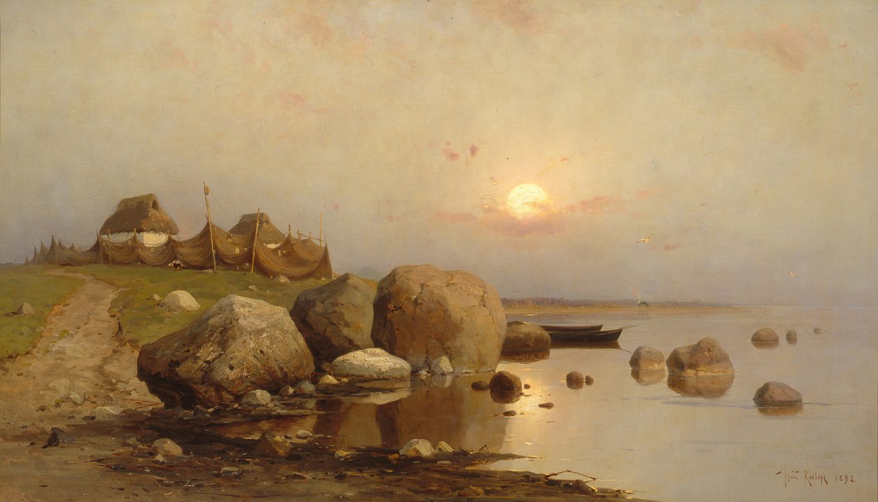 Een vissersdorp, 1892 door Juli Julievich Klever