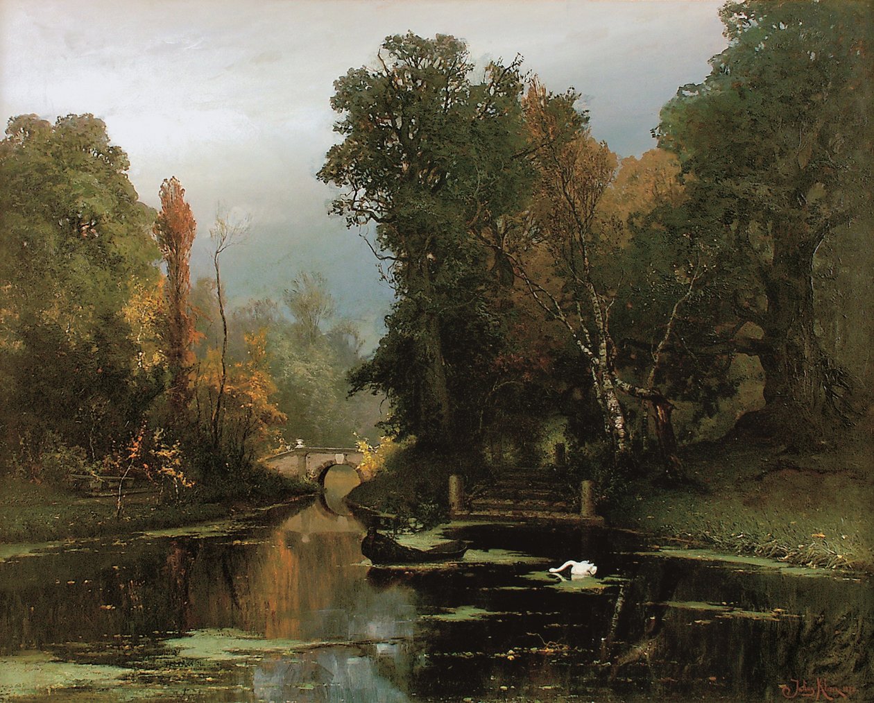 Overwoekerde vijver Gatchina park, 1878 door Juli Julievich Klever