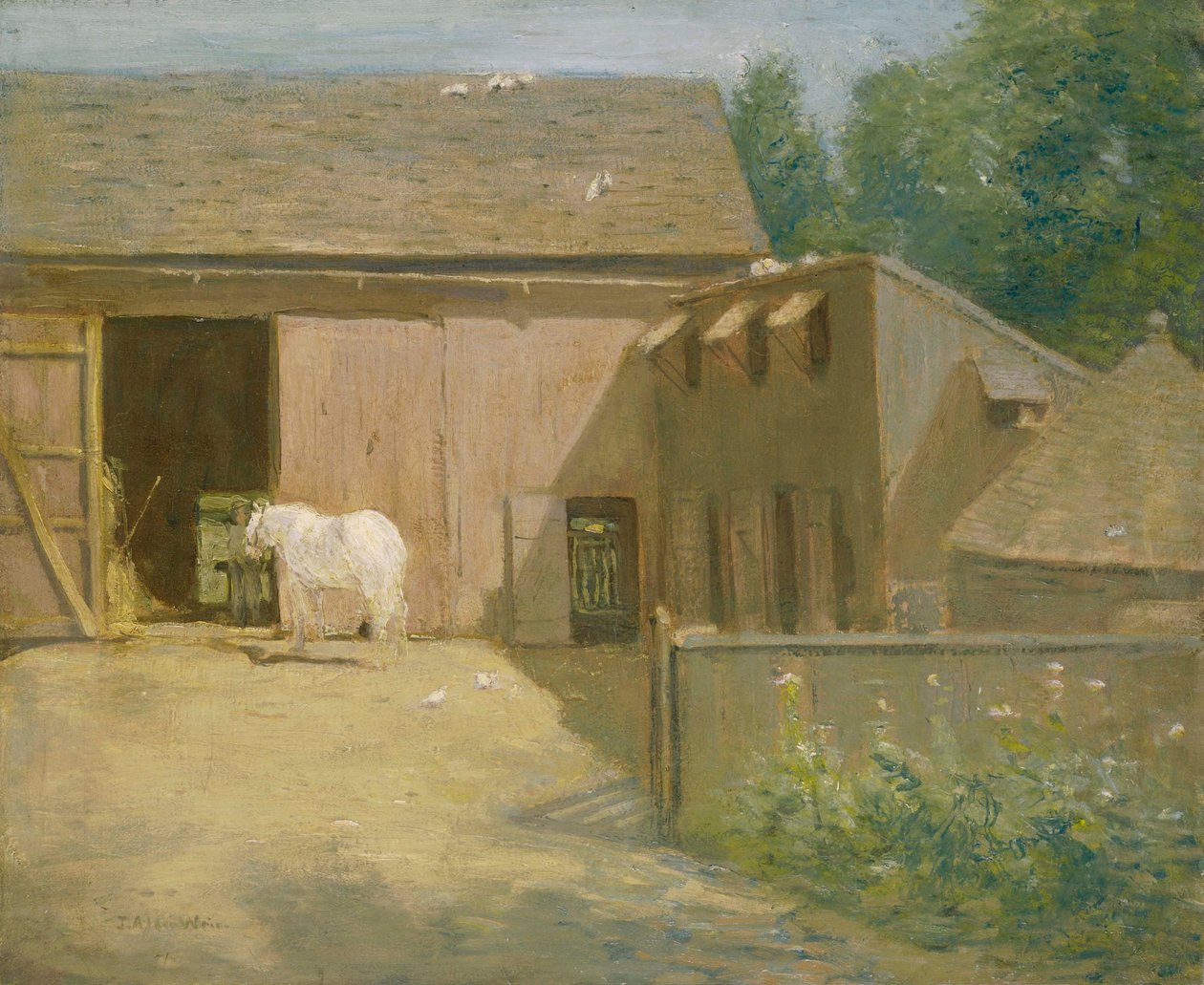 Boerenerf in New England door Julian Alden Weir