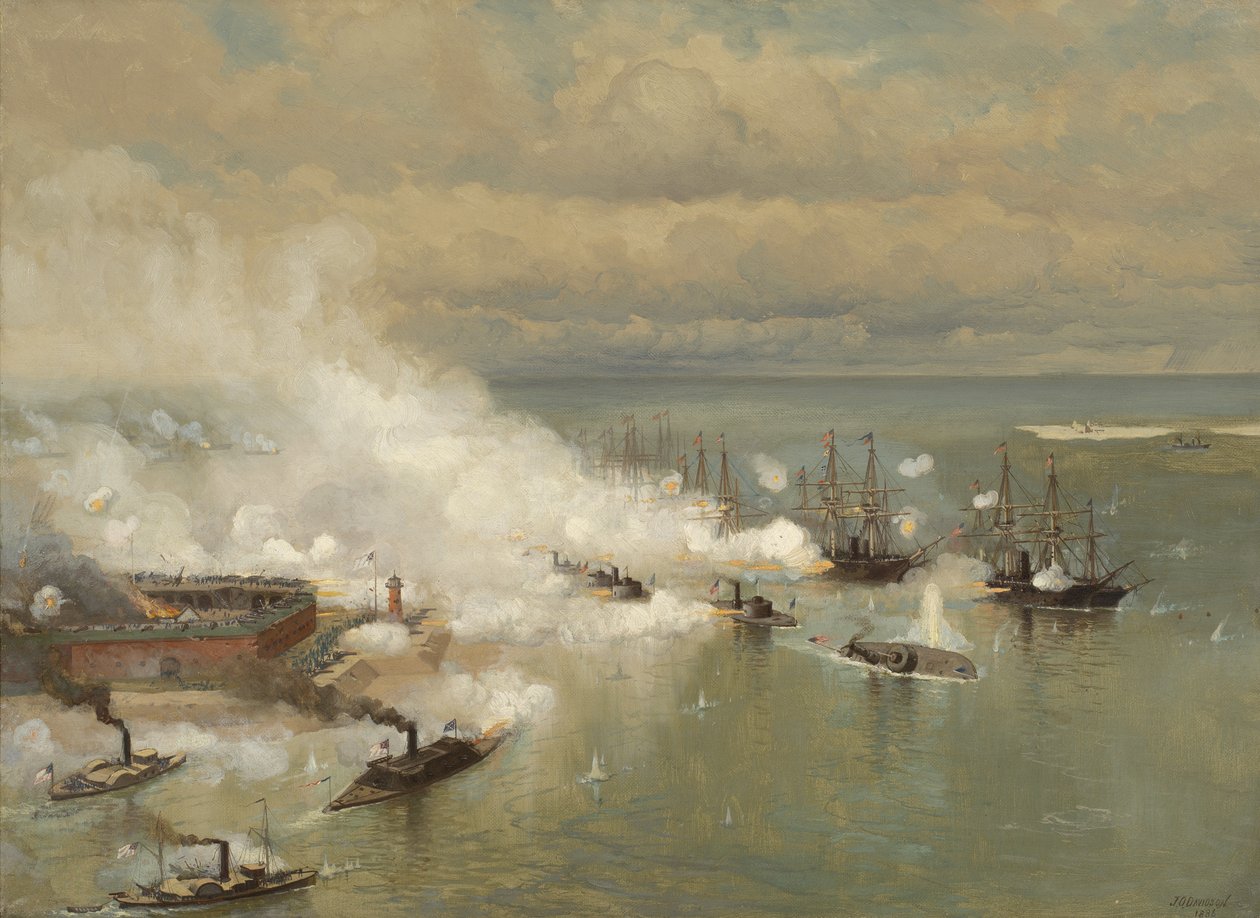 Slag bij Mobile Bay, Alabama, 1886 door Julian Oliver Davidson