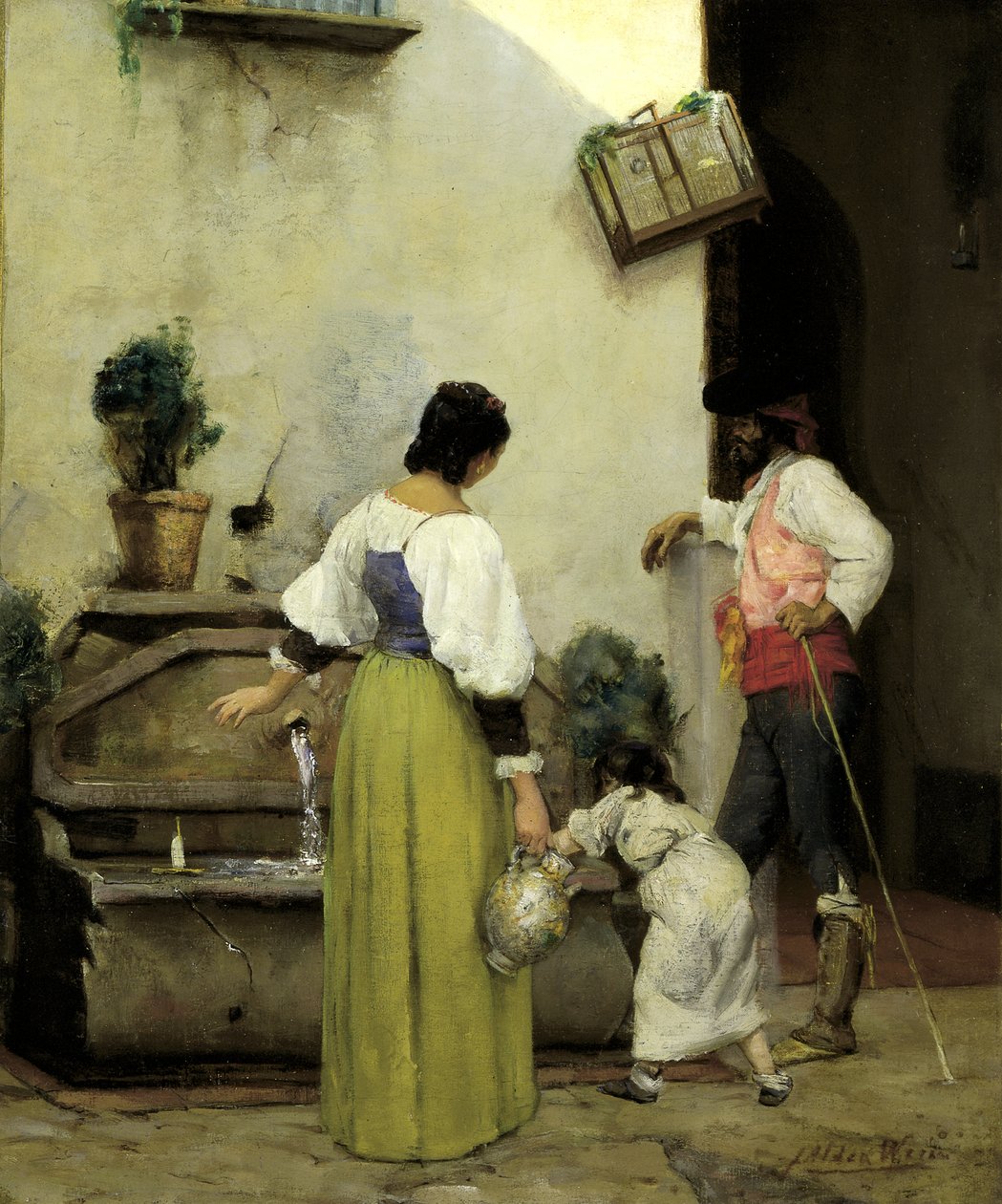 Bij de waterbak door Julian Alden Weir
