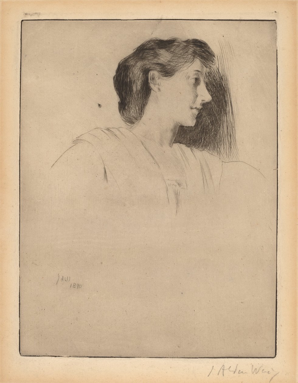 Profielhoofd van een Vrouw, 1890 door Julian Alden Weir