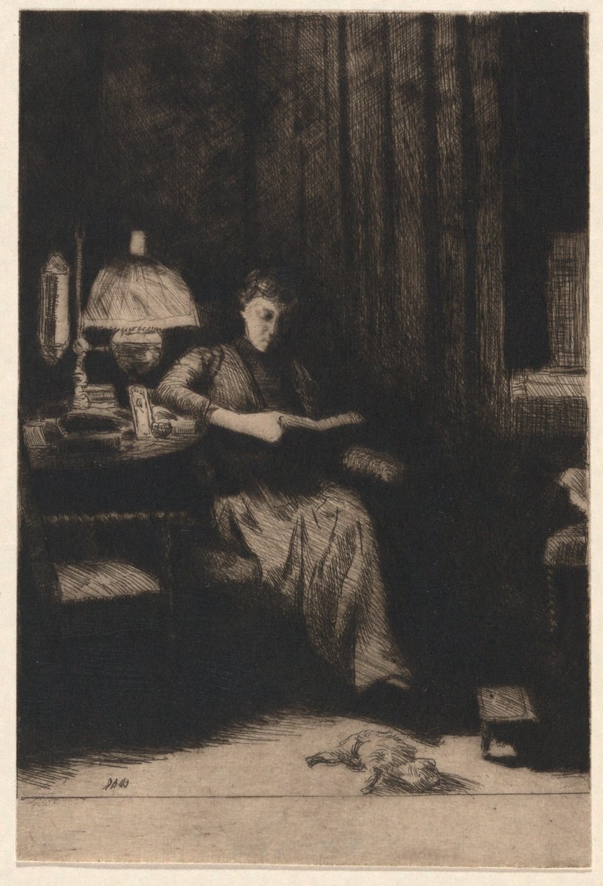 De avondlamp door Julian Alden Weir