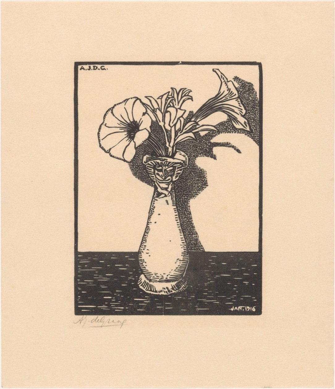 Vaas met bloemen door Julie de Graag (signed by artist)
