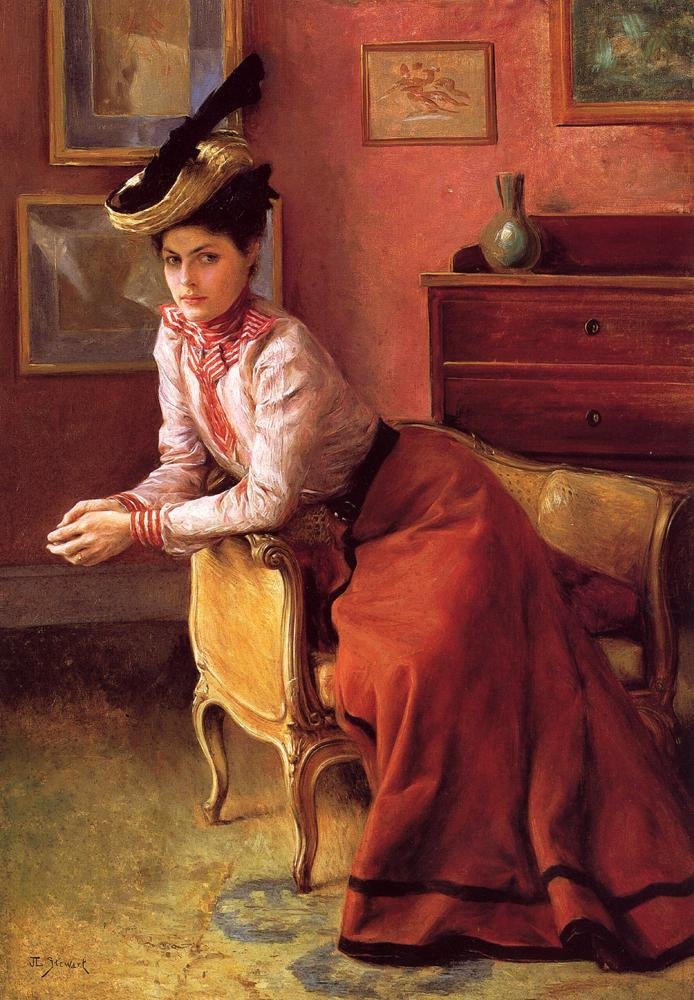 Elegante op een Sofa of Vrouw in een Interieur door Julius Leblanc Stewart