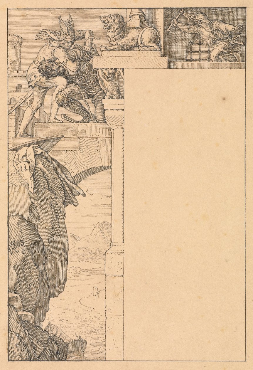 Siegfried Vecht met de Poortwachter door Julius Schnorr von Carolsfeld