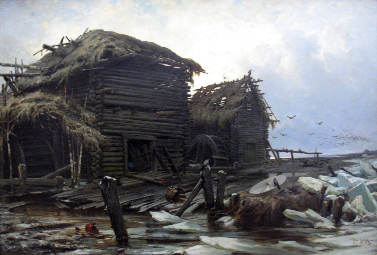 Verlaten molen door Julius Sergius von Klever