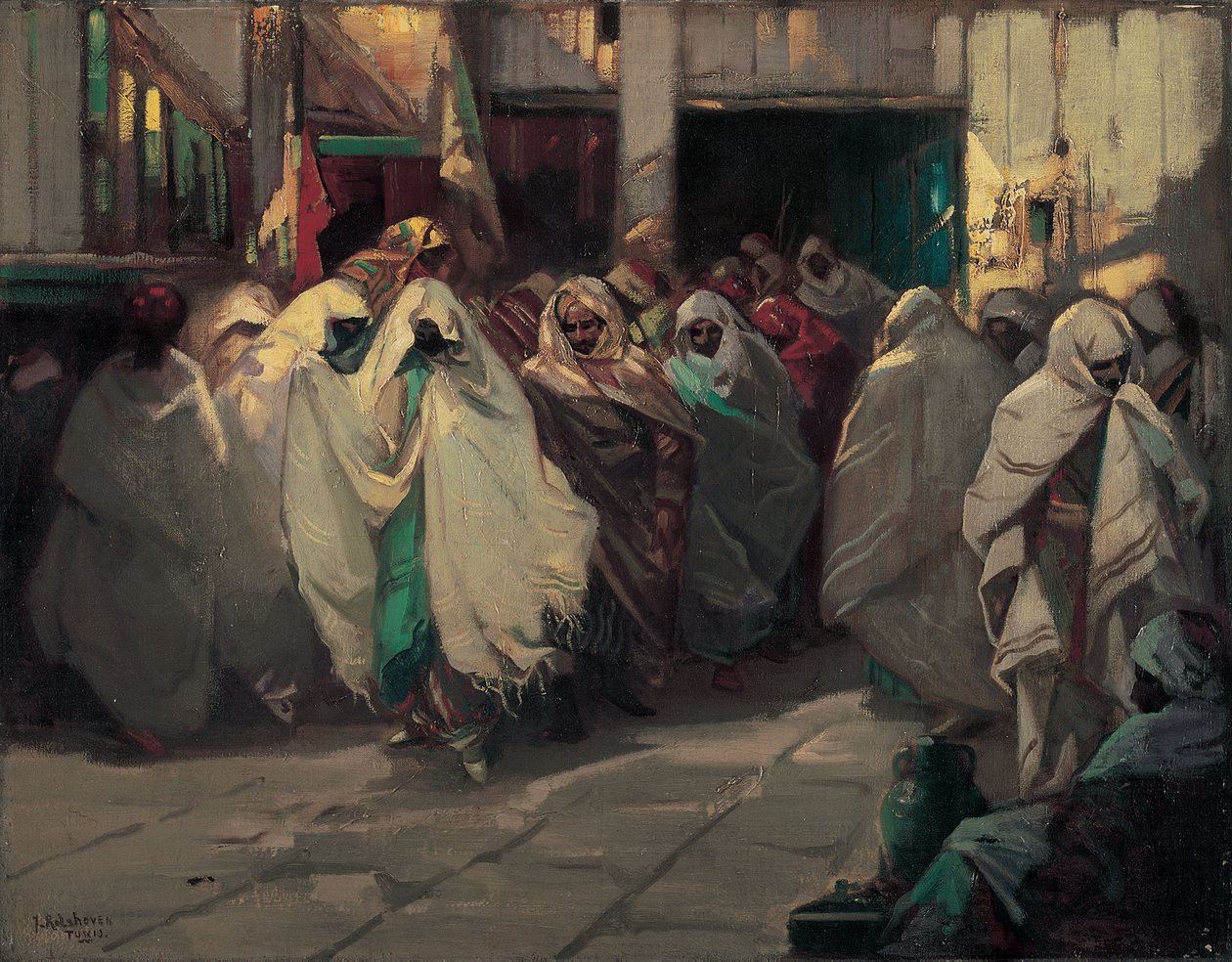 Tunesische Straatscène door Julius C. Rolshoven