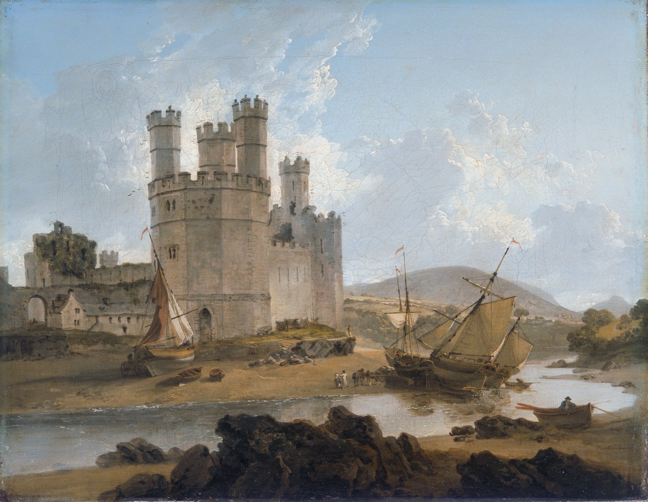 Caernarvon Castle, 1792 door Julius Caesar Ibbetson