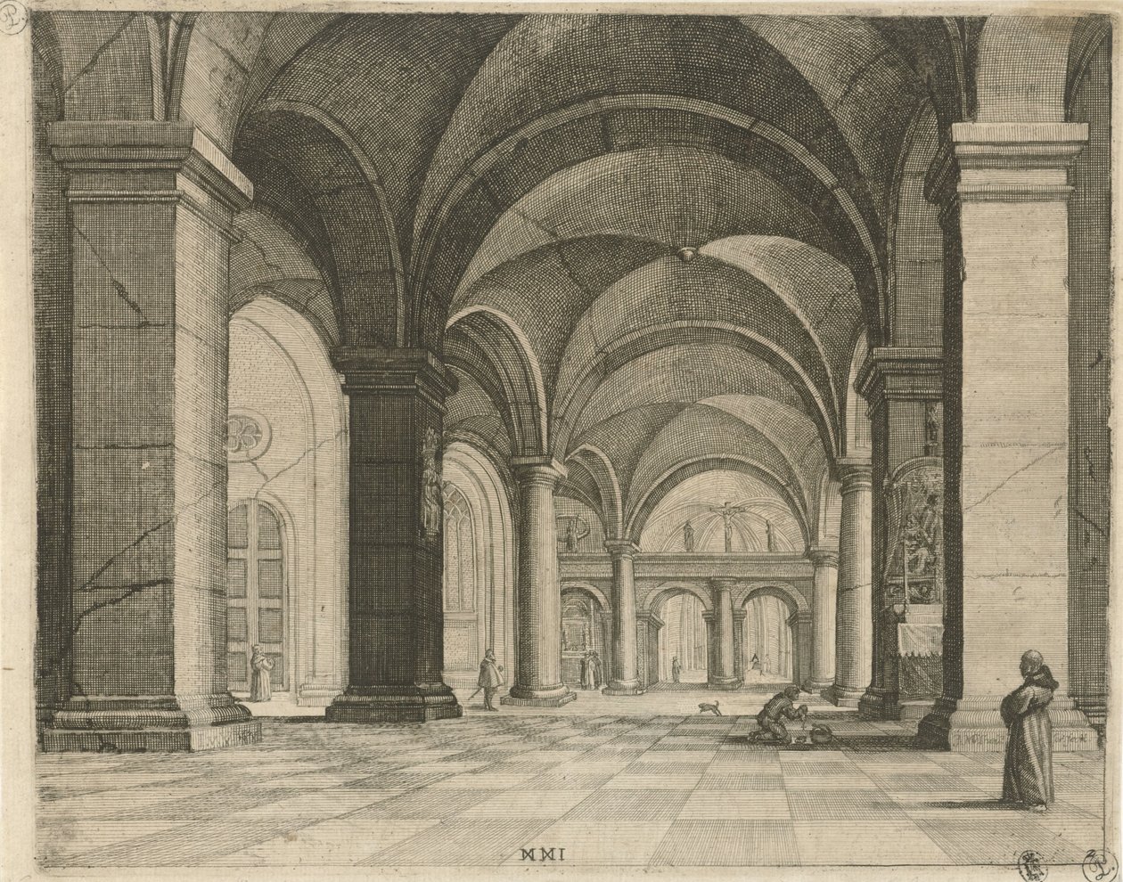 Kerkinterieur Perspectivische voorstellingen (series title) door Julius Milheuser
