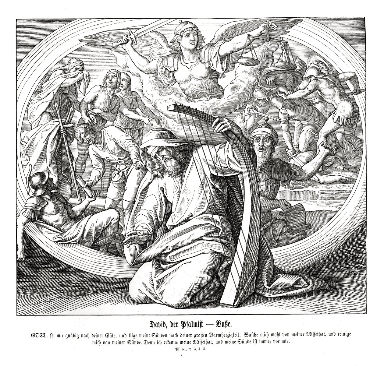 Psalmen - berouw door Julius Schnorr von Carolsfeld