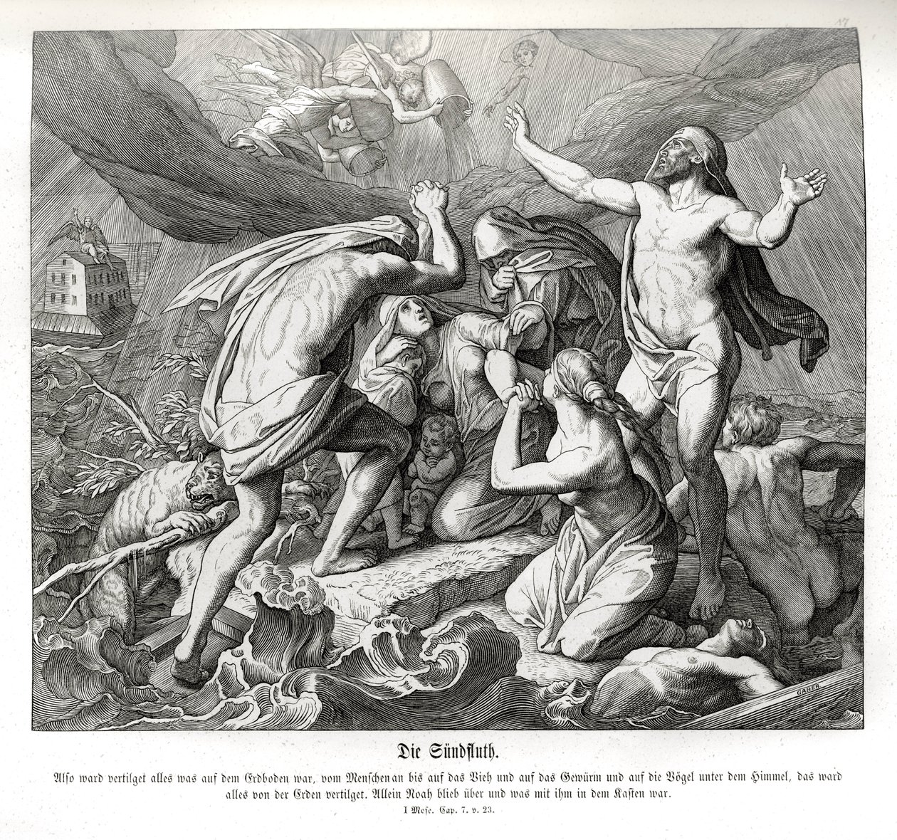 De zondvloed, Genesis door Julius Schnorr von Carolsfeld