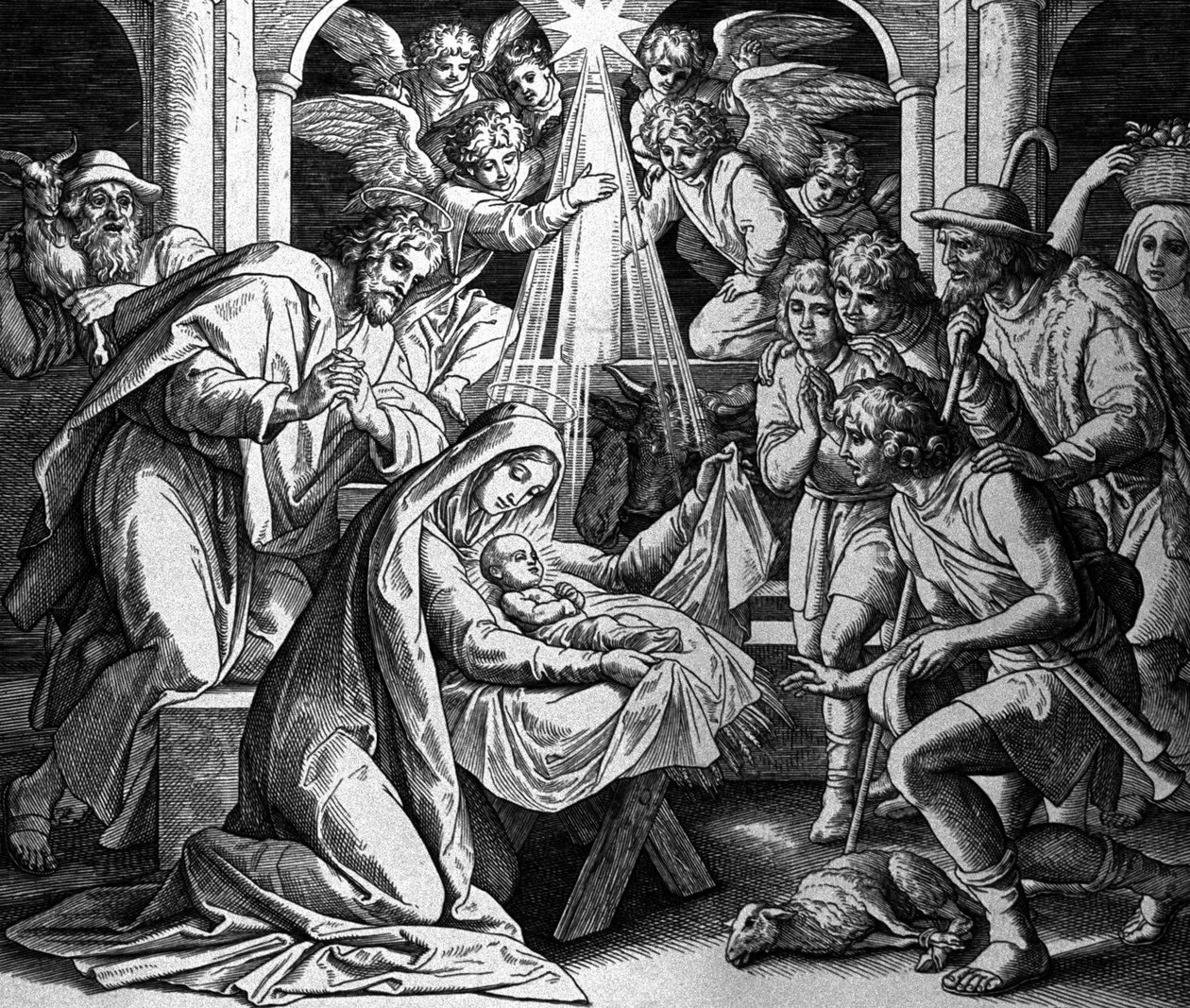De geboorte van Christus door Julius Schnorr von Carolsfeld