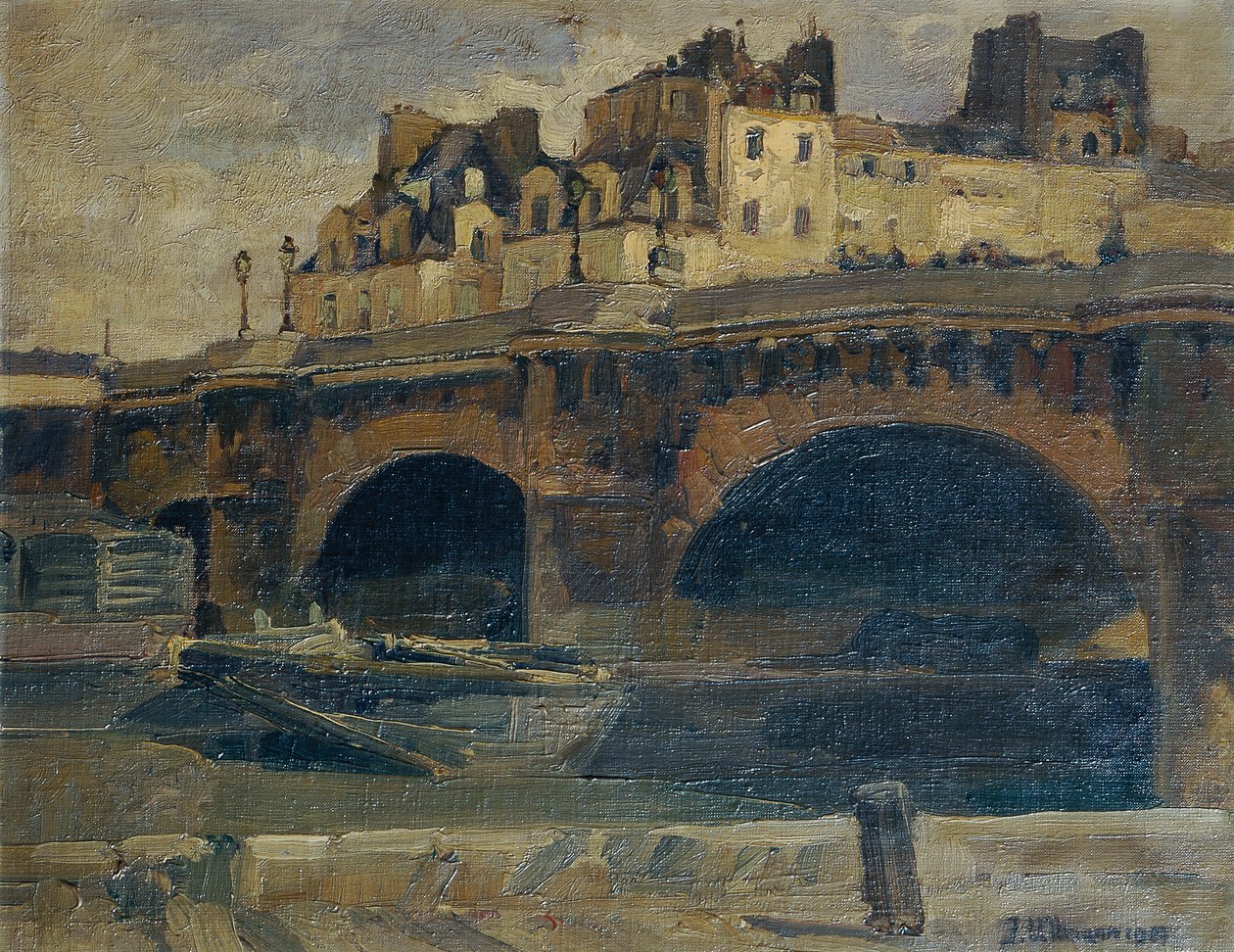 Parijse landschap met Pont Neuf door Julius Ullmann